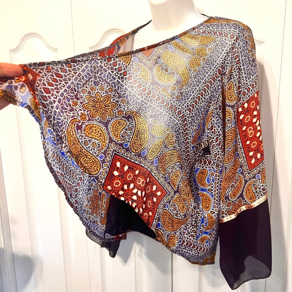 Style & Co. Women's Open Front Sheer Flowy Jacket-Lined -Casual-Size Small-Fun - Picture 5 of 14